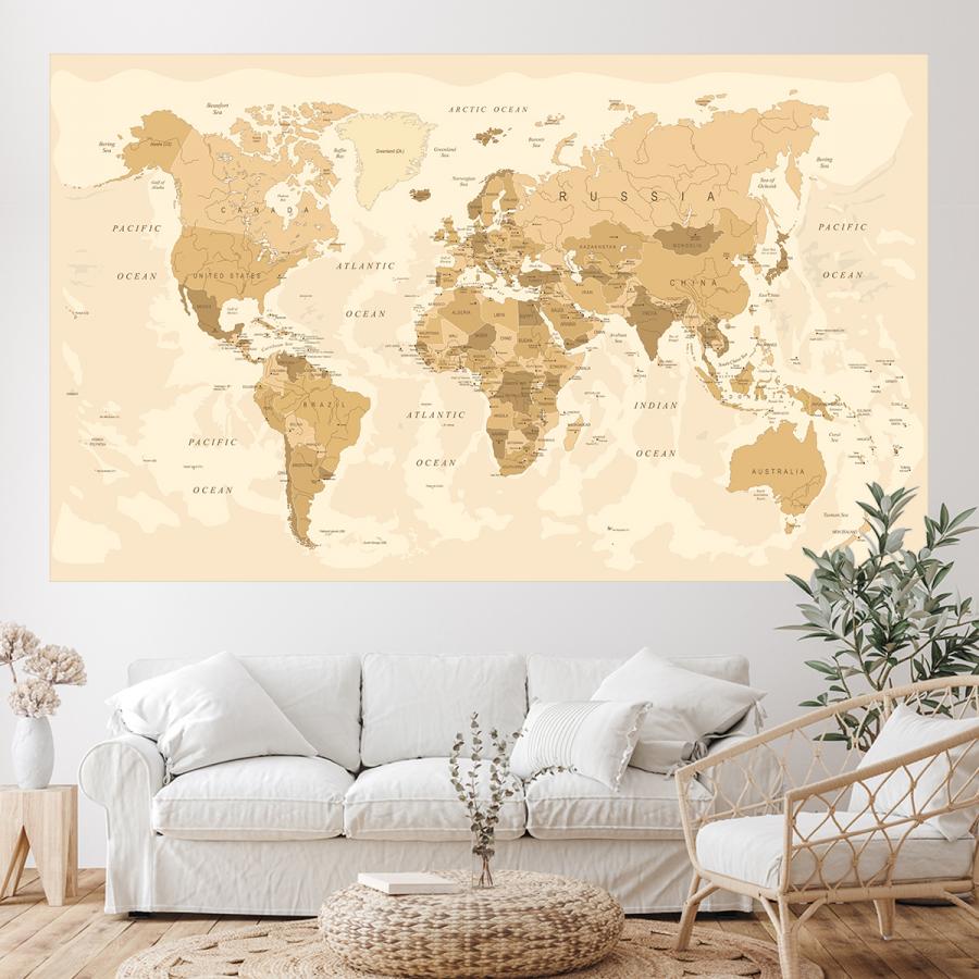 Weltkarte Foto-Tapete bedruckt, 200 x 120 cm oder nach Maß, Wunschgröße