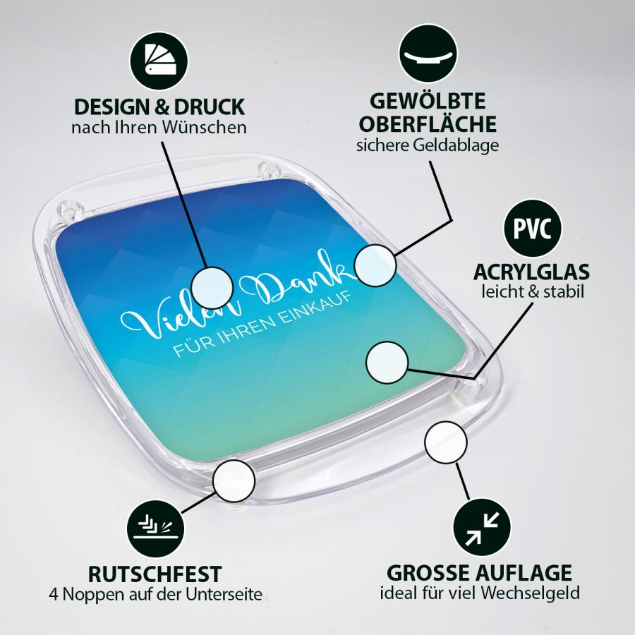 Artikeldetails Zahlteller, Kassierteller, Acrylglas, blau