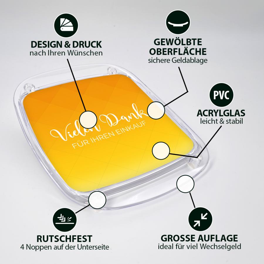 Artikeldetails Zahlteller, Kassierteller, Acrylglas, gelb