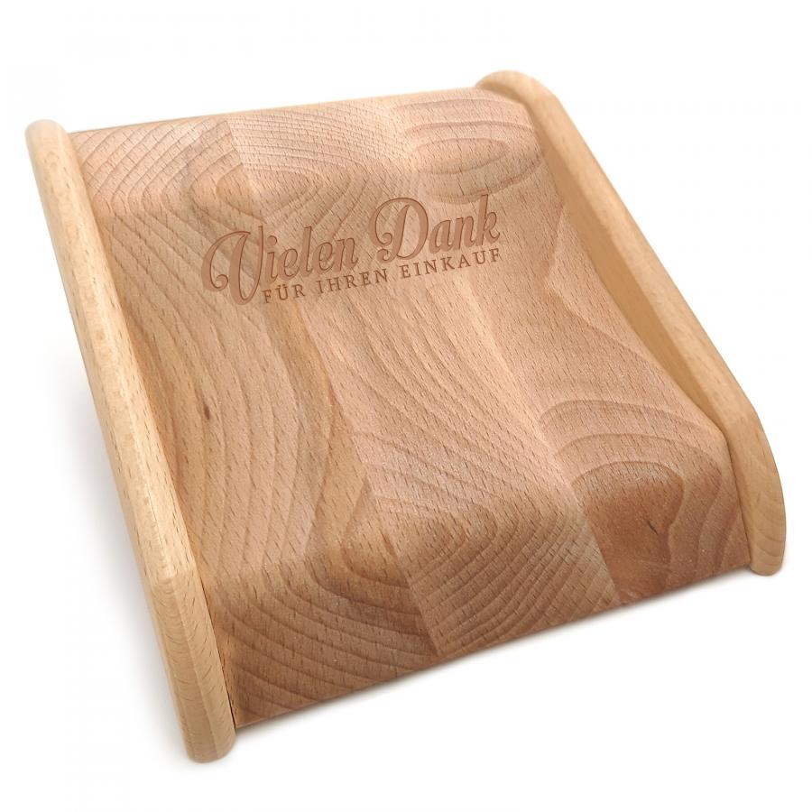 Zahlteller Kassierteller Geldschale Holz inkl. Lasergravur, Danke für den EINKAUF