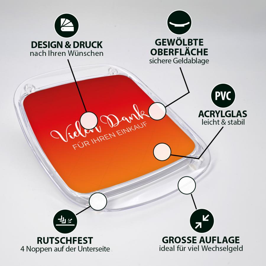 Artikeldetails Zahlteller, Kassierteller, Acrylglas, rot