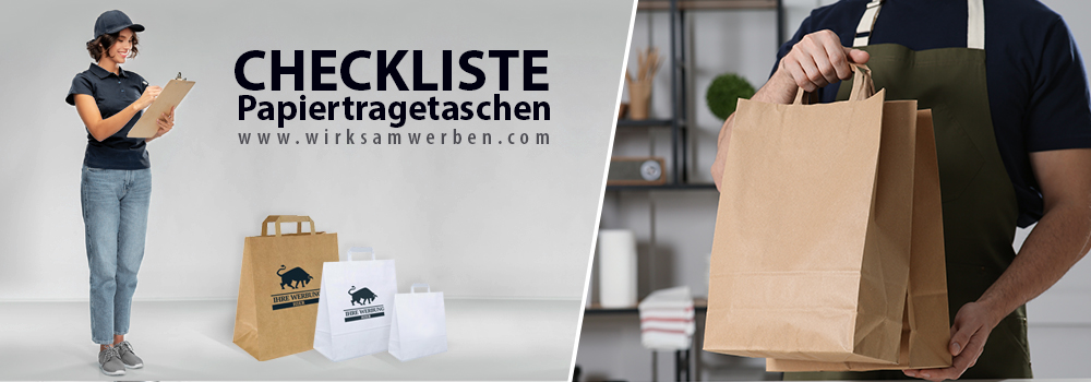 Kauf-Tipps fr braune und weie Papiertragetaschen von der Expertin fr Tragetaschen. Sie hlt eine Checkliste und gibt Hinweise zum Kaufen von Papiertragetaschen.